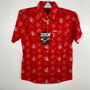 Dixxon Shirt Mens Small Red The 350 Button Short Sleeve Party Blend Engine New